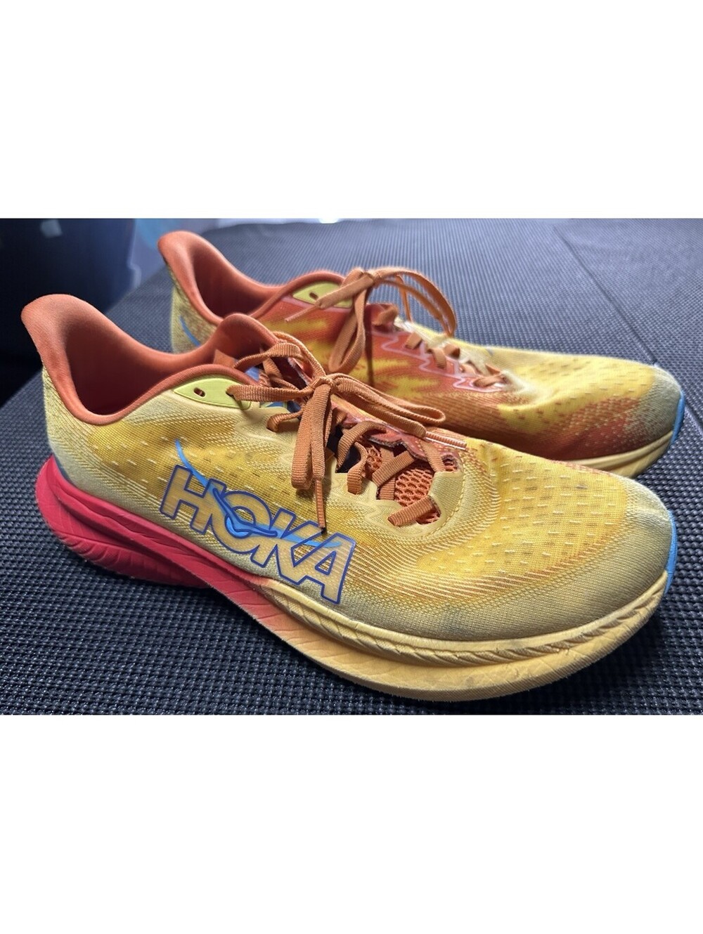 HOKA Mach 5 Running Shoes Mens Size 12 Yellow Orange Athletic Sneakers